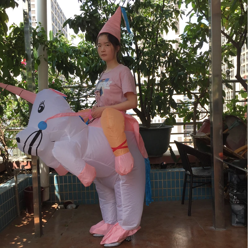Хэллоуин Розовый Единорог надувной костюм всадника Wonder Woman Pegasus игра причудливый