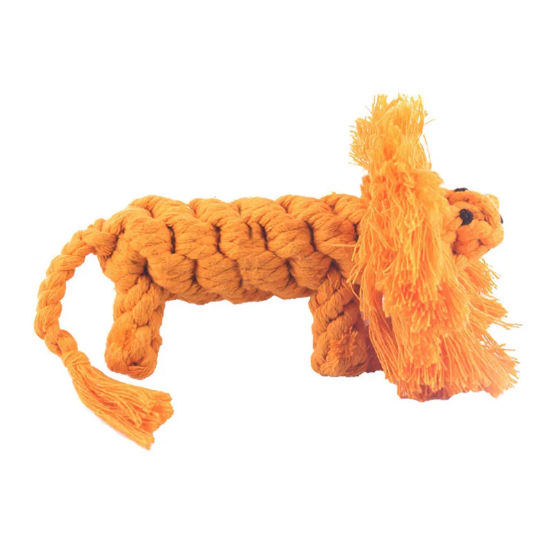 

Pet Supplies Bite-resistant Teething Knot Rope Dog Toy Hand-woven Lion Shape Cotton Rope Funny Cat Stick Puppies Toys