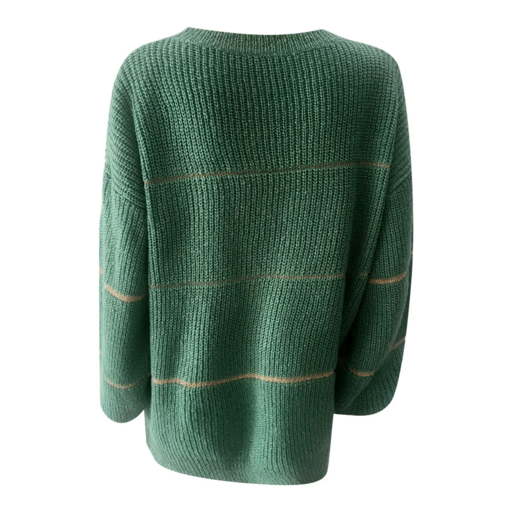 Women's Sweater Casual O-Neck Winter Solid Long Sleeve Maglione Pullovers Loose Knitted Jacket poleras mujer D18 | Женская одежда