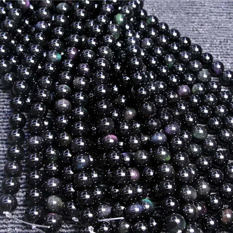 

6-12mm Natural Obsidian smooth round Stone Beads For DIY necklace bracelet jewelry making 15 "free delivery