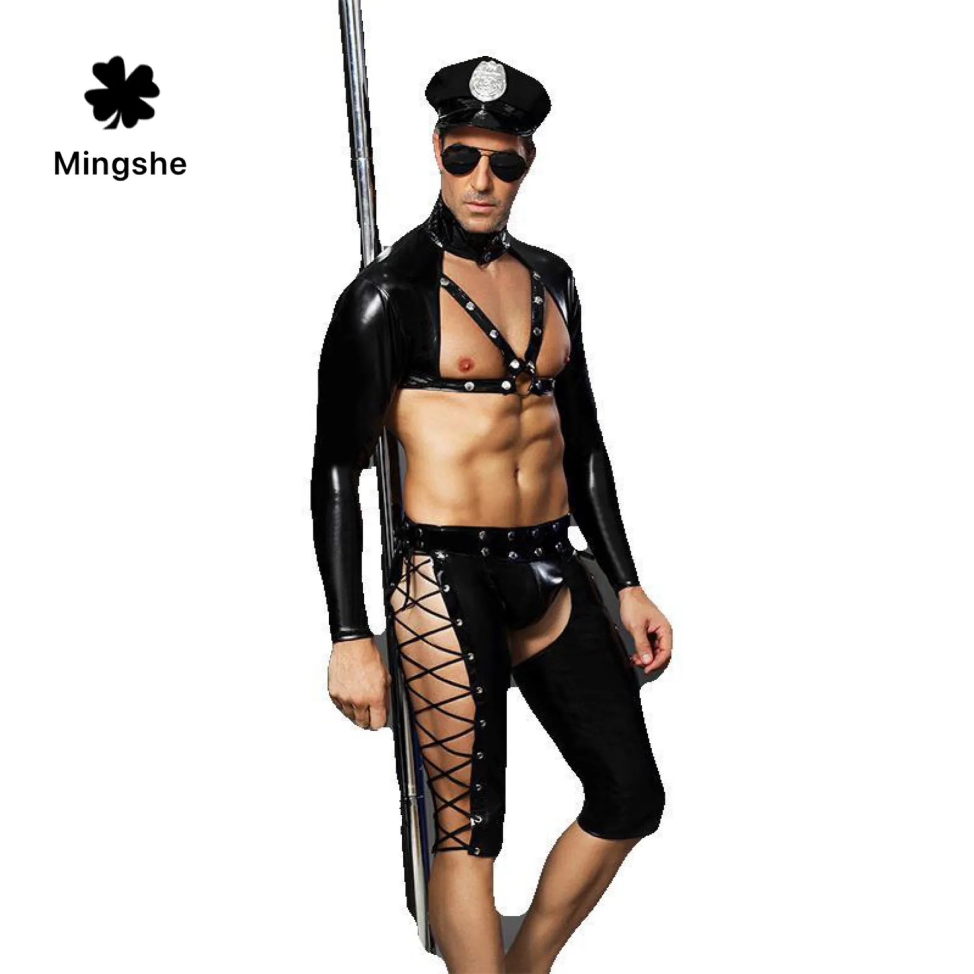 MS мужской сексуальный комплект нижнего белья черное сексуальное нижнее белье