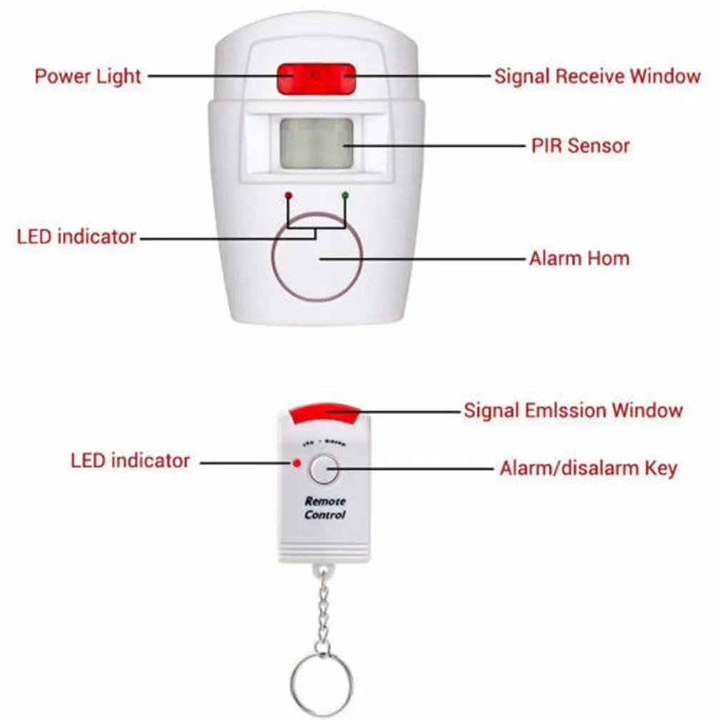 

Home Security Alert Infrared Sensor Anti-theft Motion Detector Alarm Monitor Wireless 105dB Alarm system+2 remote control