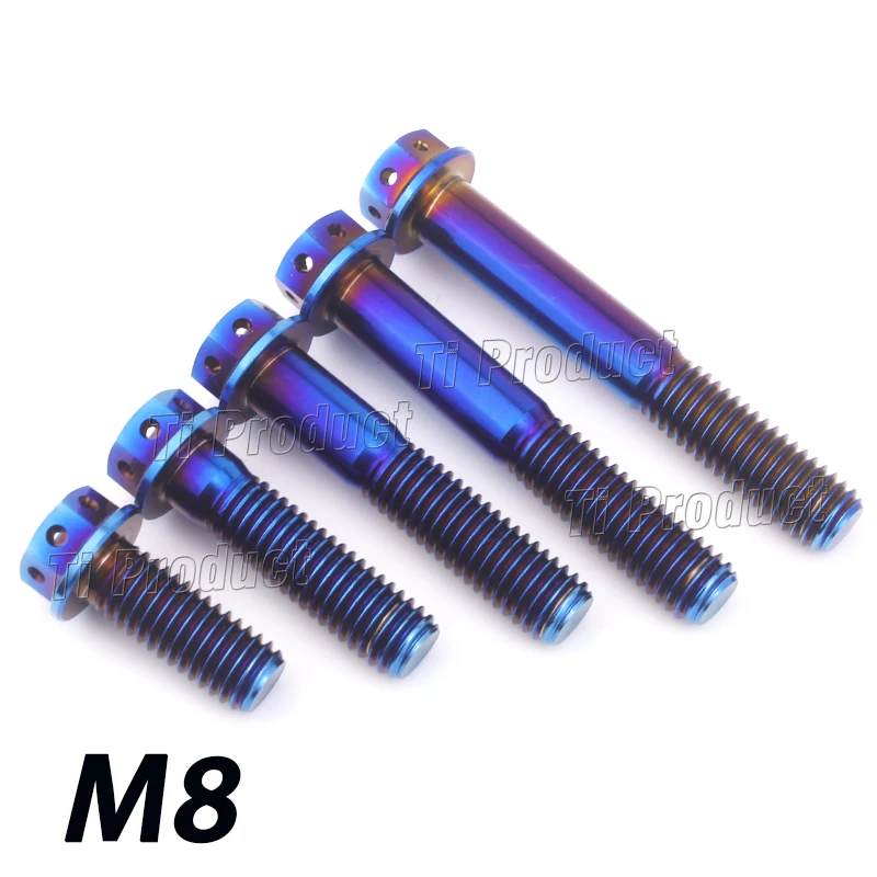 1 шт. титановые болты шестигранная Фланцевая головка обожженные синие тормозные