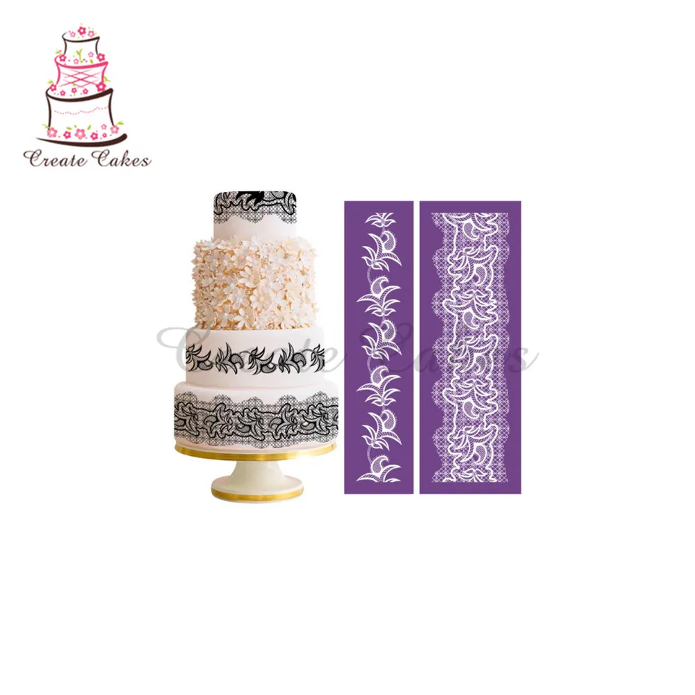 Новый дизайн кружевной боковой трафарет для торта дизайнерский цветочный
