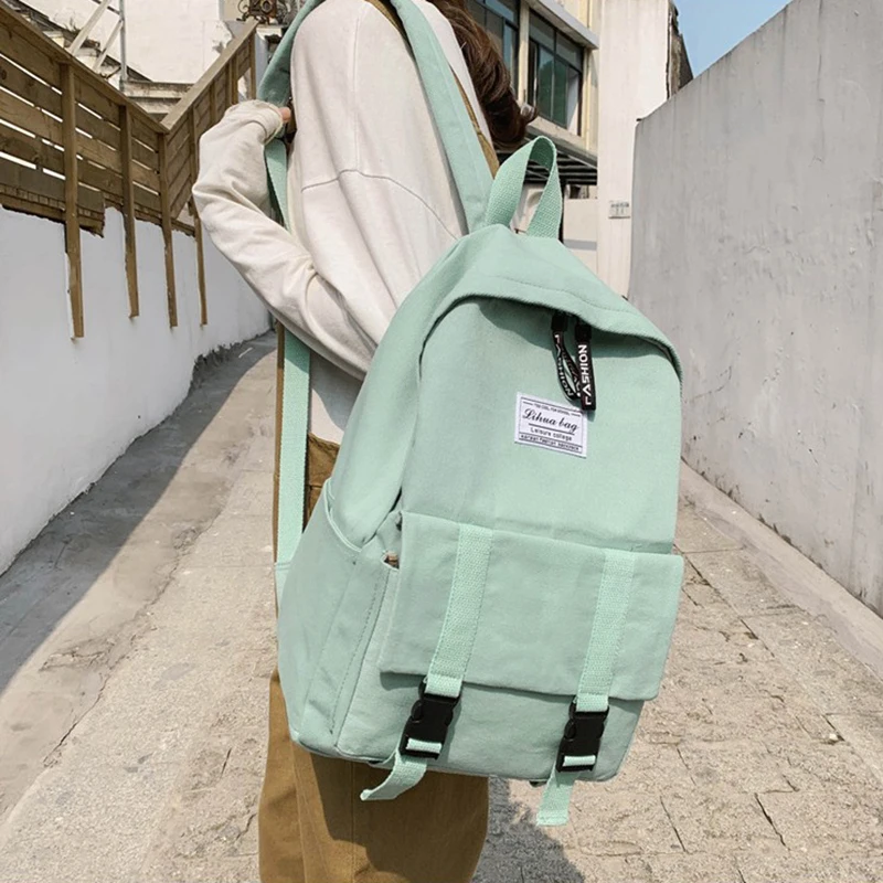 

Fashion Women Backpack Canvas Rucksack Large Capacity Bagpack College Bag For Girls Mochilas Female Knapsack Backbag Mujer
