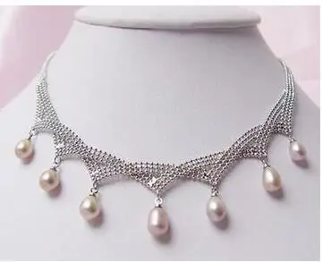 

Exquisite PURPLE Freshwater Pearl pendant Necklace 18"-19"