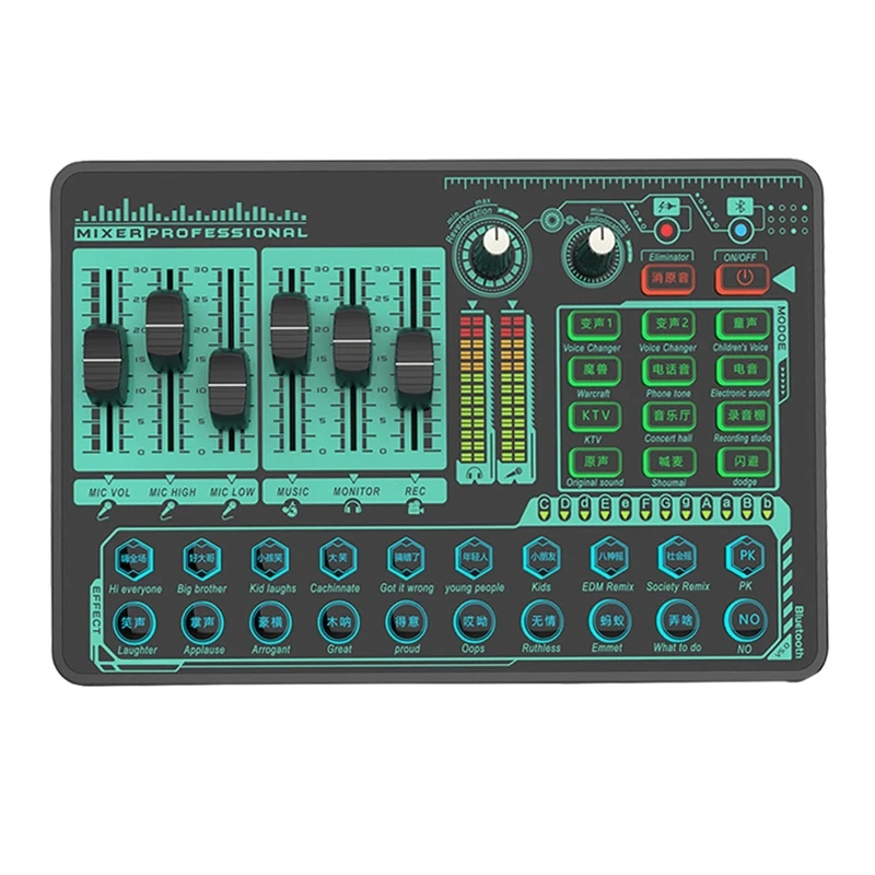 

Stereo Sound Card Mixer Multi-Purpose Port Recording Live Streaming Multiple Sound Effect Card USB Mic Port