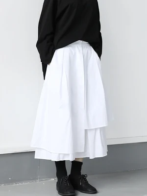 Темные японские уличные Асимметричные поддельные двойные окантовки средней