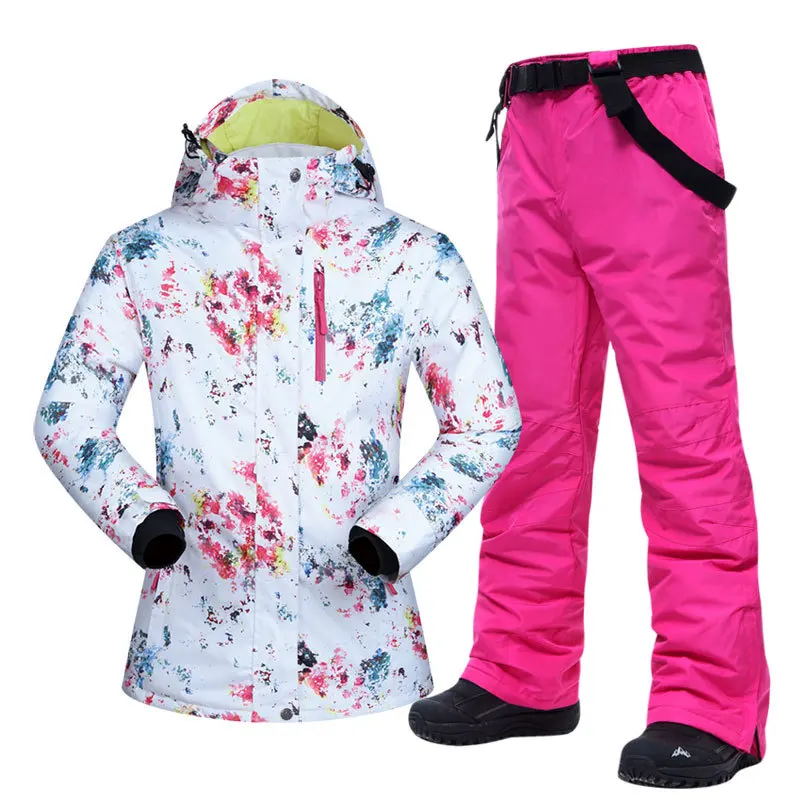 Лыжный костюм женский брендовый теплый лыжная куртка и брюки теплые