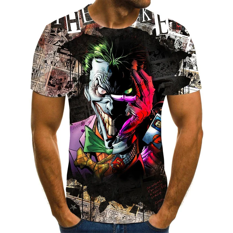 

2021 New clown t-shirt male/girl adult 3D printed horror picture t-shirt oversized street t-shirt