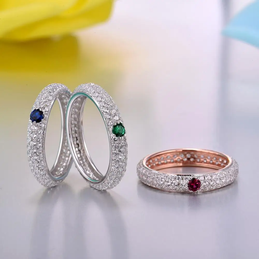 

SANTUZZA Silver Ring for Women Engagement Wedding Multi-Color Gem Stones Eternity Rings Pure 925 Sterling Silver Fashion Jewelry