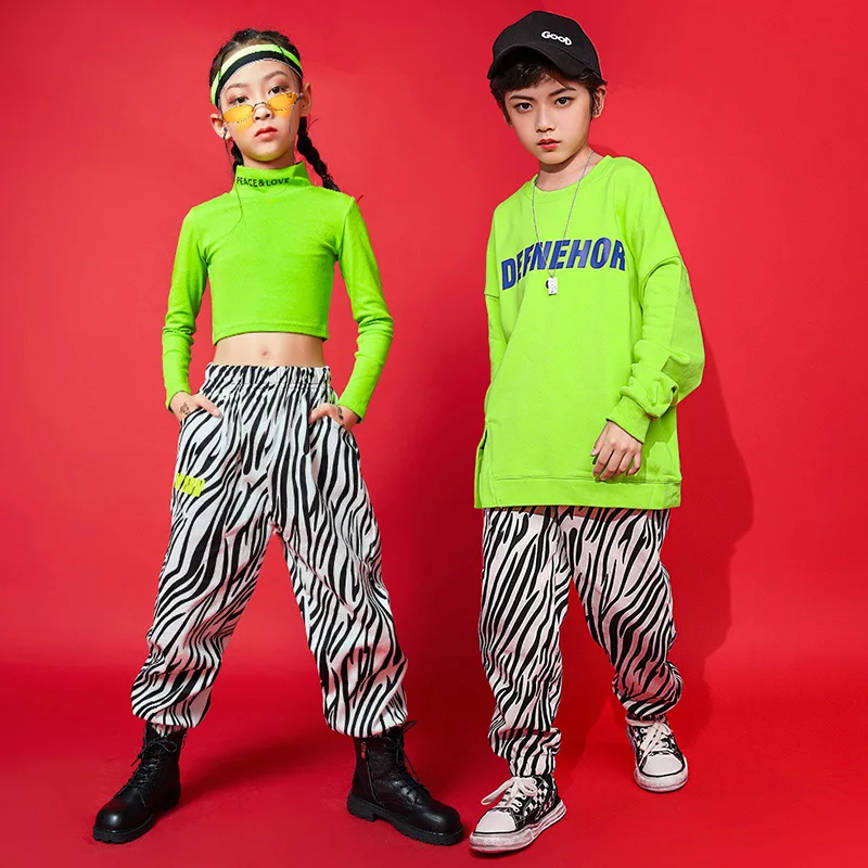 

Kids Boys Girls Jazz Hip Hop Dance Stage Show Clothing 2 Pieces Suits Sets T-shirt Pant Children Streetwear Fashion Tees Trouser