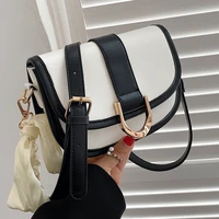 new color contrast shoulder bags for women handbags with ribbon high quality designer crossbody bags female simple flap bag sac