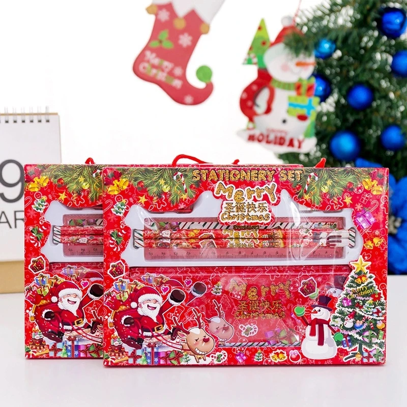 Канцелярские принадлежности с рождественской тематикой набор карандашей ластик