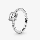 Женские кольца из серебра 2021 пробы, квадратные блестящие кольца с ореолом, юбилейные украшения, 100%