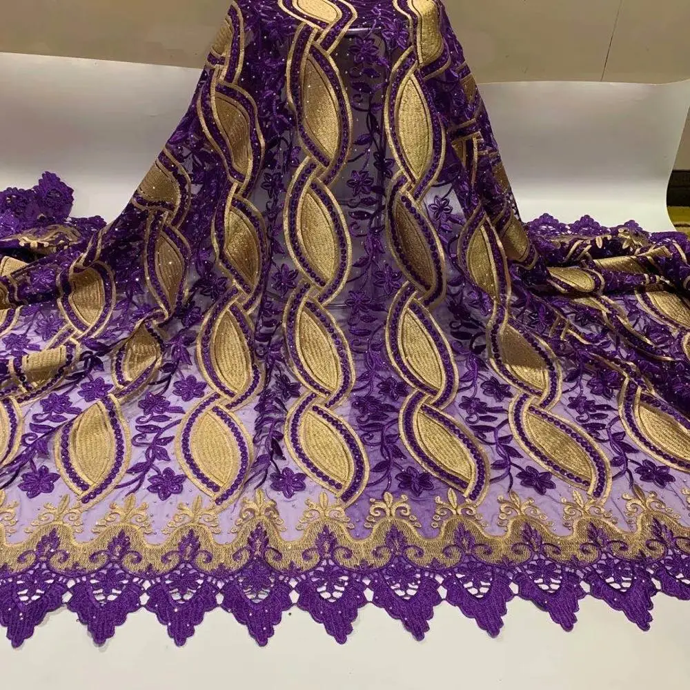 Красивый стиль стразы африканский гипюр кружево бисером чистая ткань 5 ярдов топ