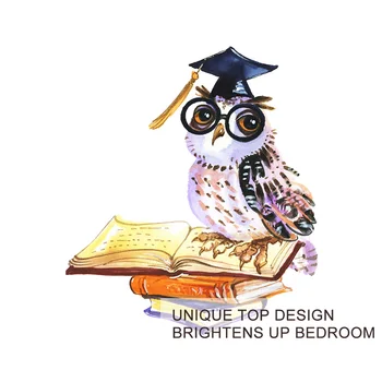 BlessLiving Wise Owl Duvet Cover Queen Watercolor Bird Bedding Set Books Education Pattern Bedclothes White Home Textiles 3pcs 3