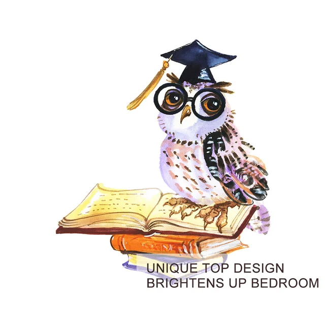 BlessLiving Wise Owl Duvet Cover Queen Watercolor Bird Bedding Set Books Education Pattern Bedclothes White Home Textiles 3pcs 3