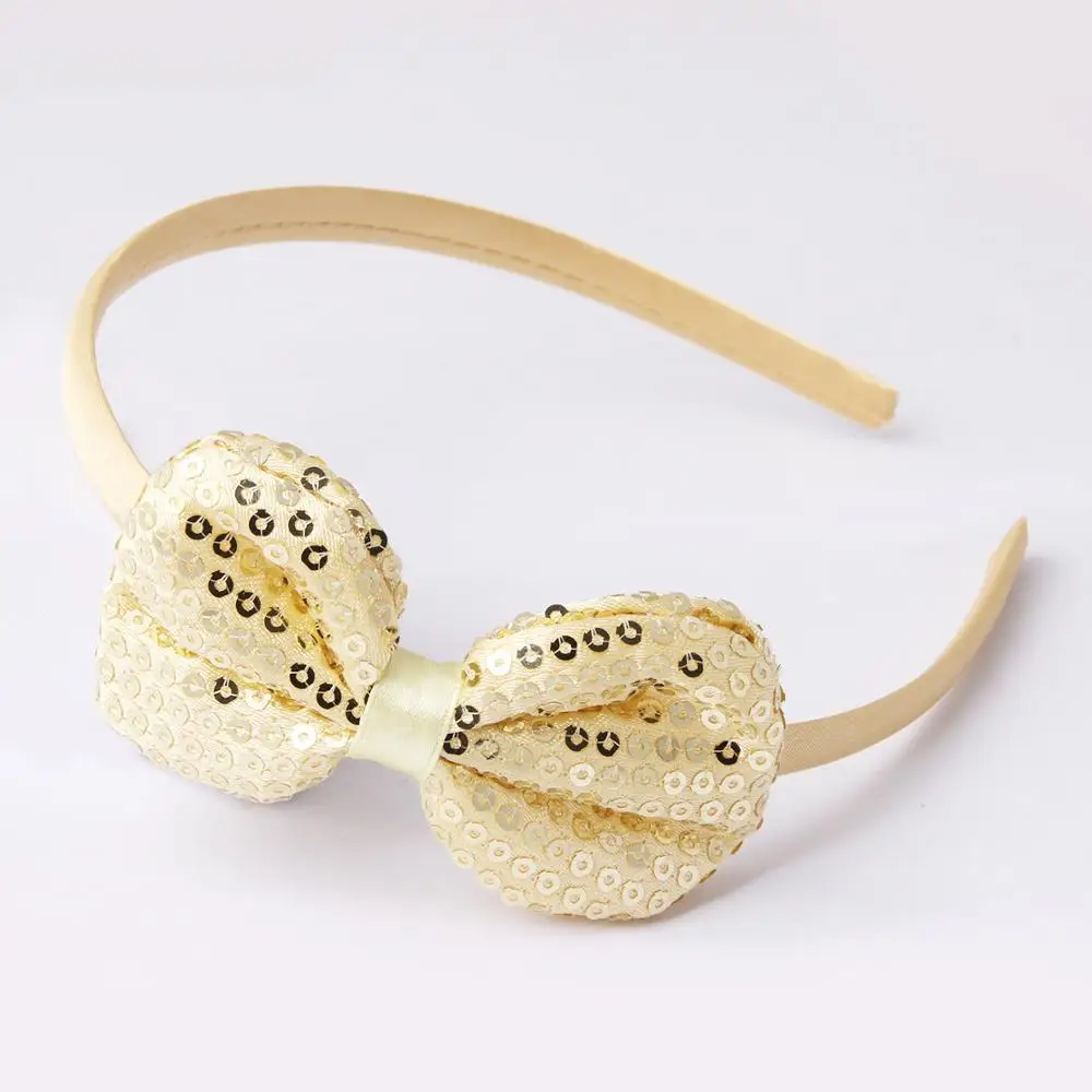 Light yellow Meimile резинки для волос для девочек, банты, Детские аксессуары для волос для принцессы, повязка на голову с блестками для девочек, подарки на день рождения - Цвет: Light yellow