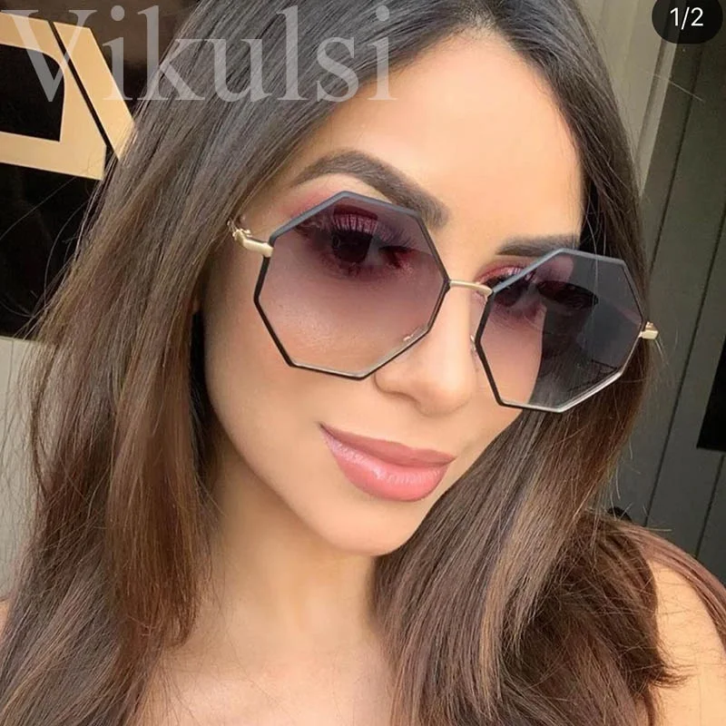 Женские многоугольные солнцезащитные очки большого размера новинка 2020