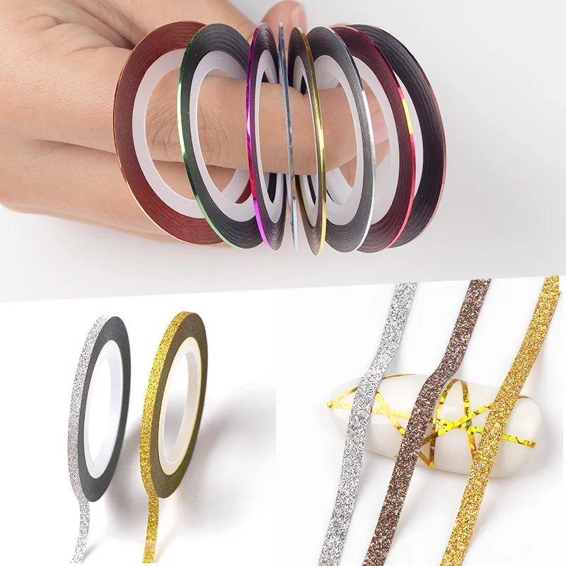 Набор матовых блестящих лент для ногтей рулоны разных цветов лента нанесения