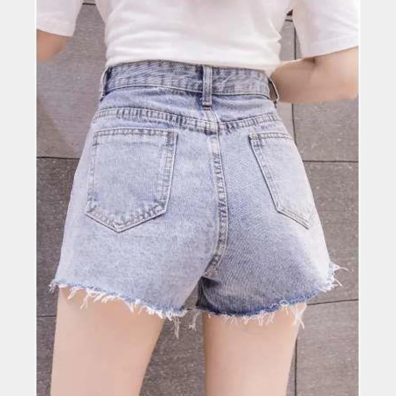 

Shorts Women's High Waist Sexy Super Jeans 2021 Summer Denim Cotton Button Splicing Shorts Skinny Club Super Short Jean Ladies