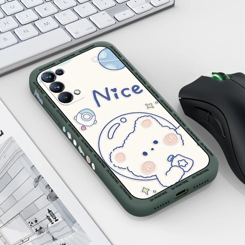 

For OPPO Reno 5 4G Reno 5 Pro+ 5G Reno 5 Lite Reno 5F RENO 5Z 5G Reno 5K Case with Bear and rabbit back cover Cartoon casing