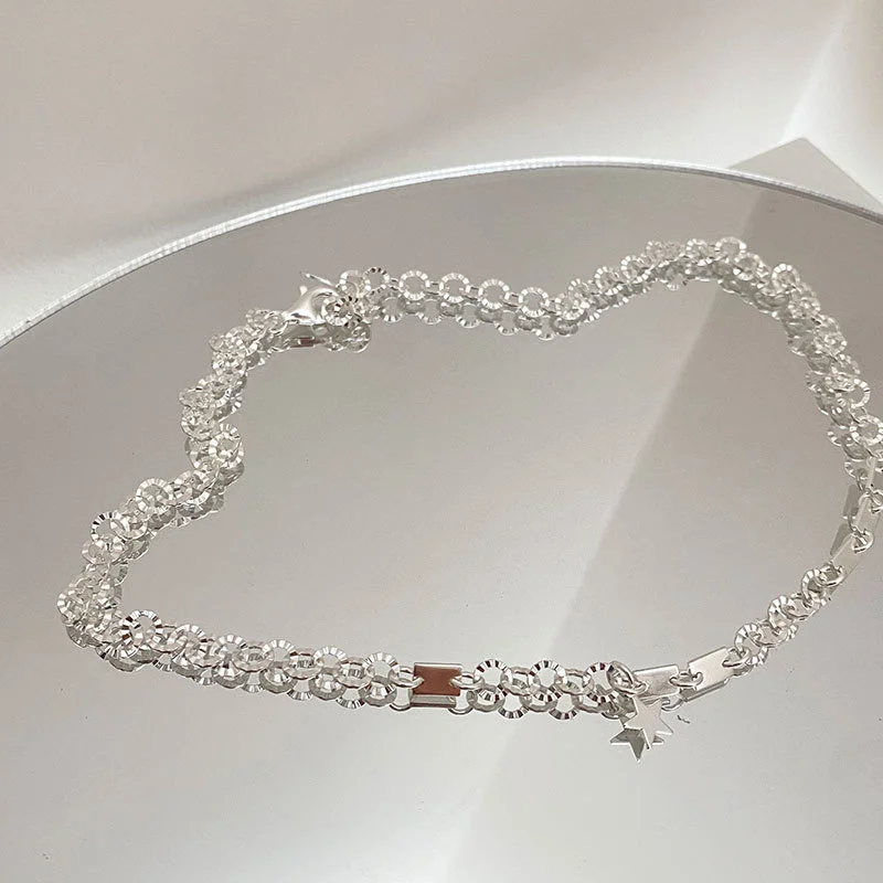 Серебряное ожерелье со звездами HelloLook 925 пробы, Бамбуковая цепочка, цепочка до ключиц, подарок для девушки, серебряные украшения от AliExpress RU&CIS NEW