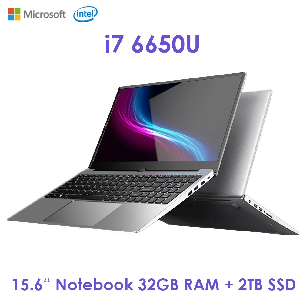15 6-дюймовый игровой ноутбук Intel Core I7-6650U DDR4 16 ГБ 32 RAM 1 ТБ 2 M.2 SSD 5G WiFi Windows 10 ультрабук