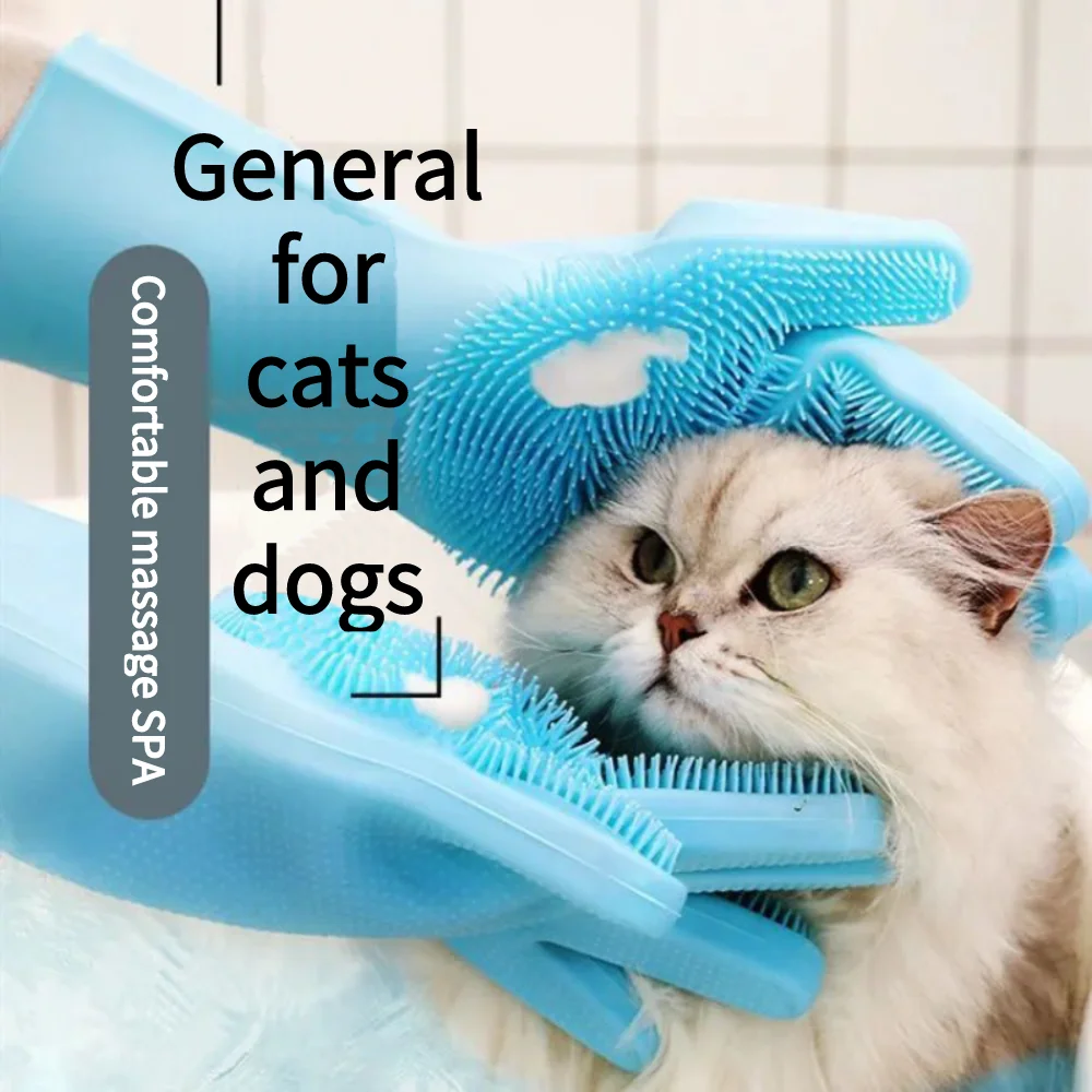 

HiCoDo Pet Grooming Gloves Dog Cleaning Product Cat Shampoo Supplies Bath Scrubber Washing Cleaner Silicon Hair Removal