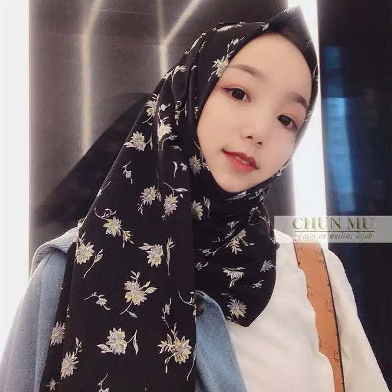L4 10 шт. высококачественный шифоновый хиджаб с цветочным принтом шарф для женщин
