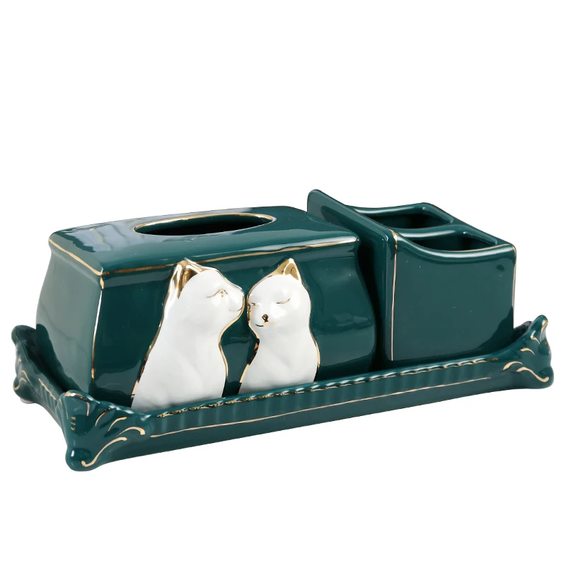 

White Cat Relief Ceramics Vegetable Fruit Plate Bowl Home Bowl Snack Storage Basket Kitchen Desktop Storage Bowl Container