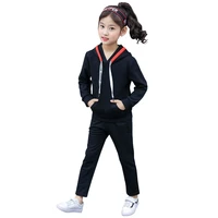 girls hooded long sleeve and trousers two piece sports suits autumn casual pullover tops pants cotton tracksuits teen outfits