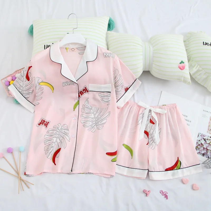 Женская летняя ночная рубашка с коротким рукавом шелковая пижама | одежда