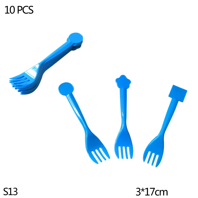 S13-10pcs forks Футбольная тематическая вечеринка, Набор Декоративной посуды, бумажные тарелки и стаканы, салфетка, конфетный мешок, коробка для детского душа, принадлежности для дня рождения - Цвет: S13-10pcs forks