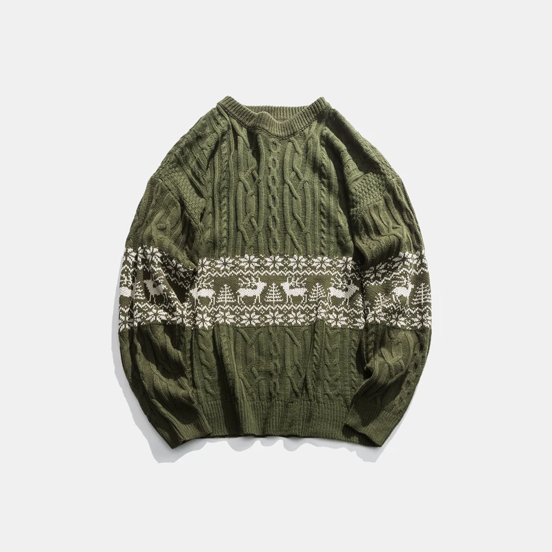 Мужские Рождественские свитера в стиле ретро с рисунком оленя акриловые большие