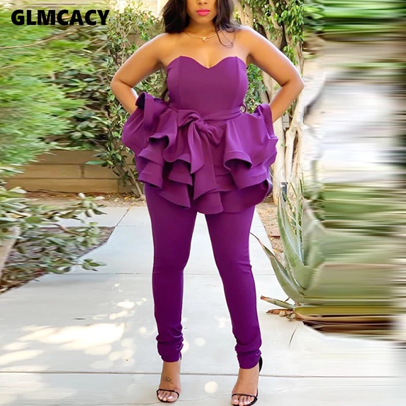 Женское платье труба с оборками и узкие брюки комплект из двух предметов