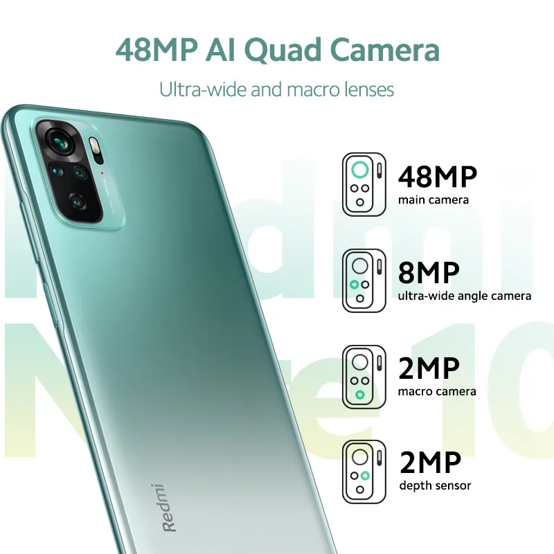 Глобальная версия Xiaomi Redmi Примечание 10 мобильный телефон 4GB оперативной памяти 64