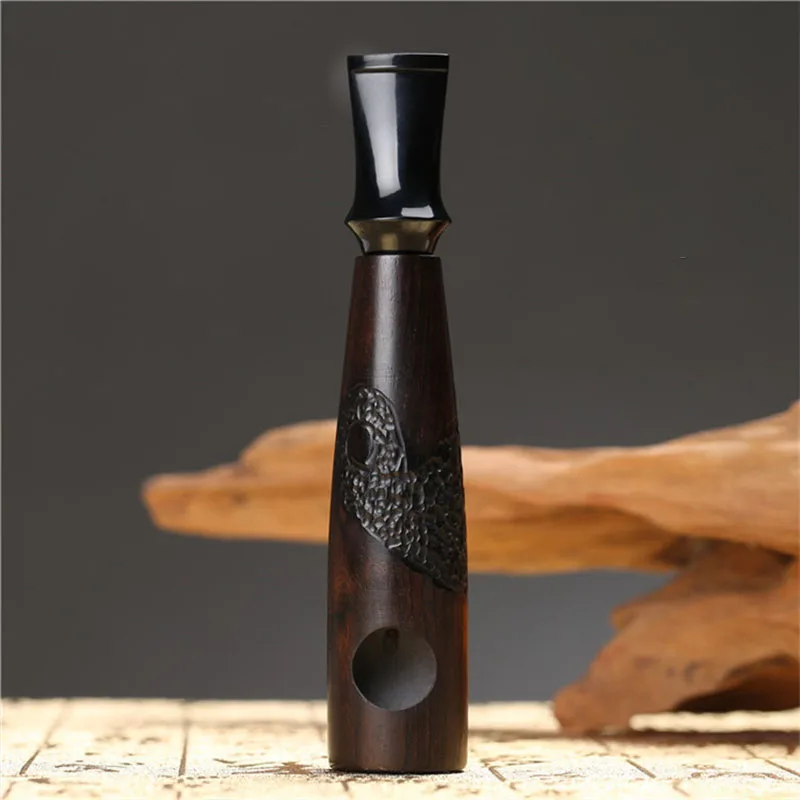 

Cigar style straight Tobacco pipe Ebony wood smoking pipe Handmade cigarette holder 9mm filter pipe Gift men's smoking tools