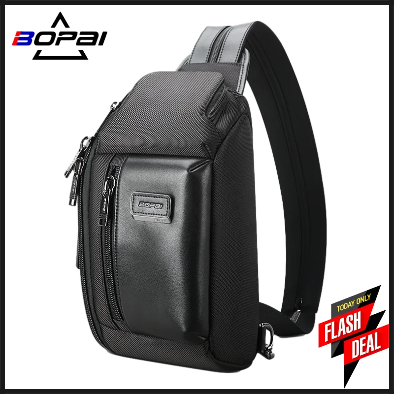 

BOPAI New Multifunction Crossbody Bag for Men Anti-theft Shoulder Messenger Bags Male Waterproof Short Trip Chest Bag Male Bag