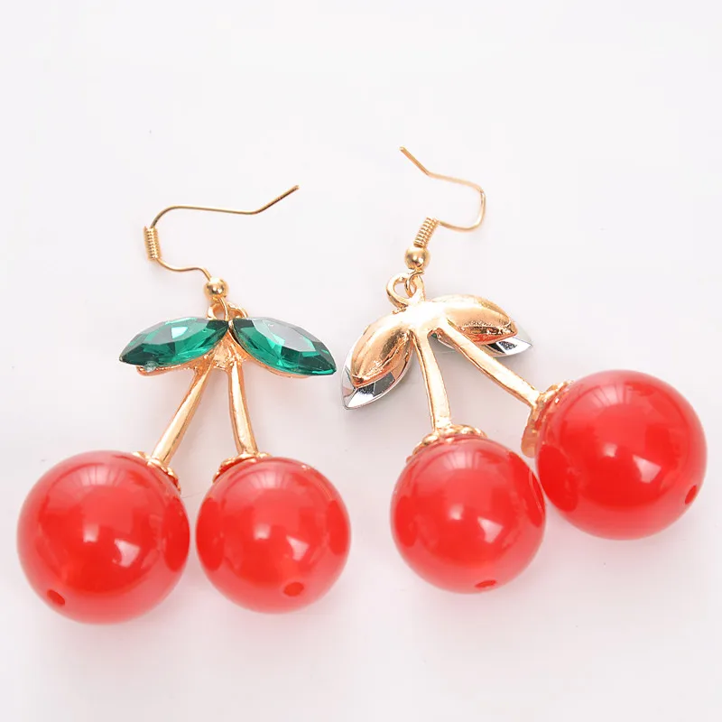 

Tenande Maxi Big Statement Cute Ball Leaves Cherry Crystal Dangle Earrings for Women High Quality Valentine's Day Femme Bijoux