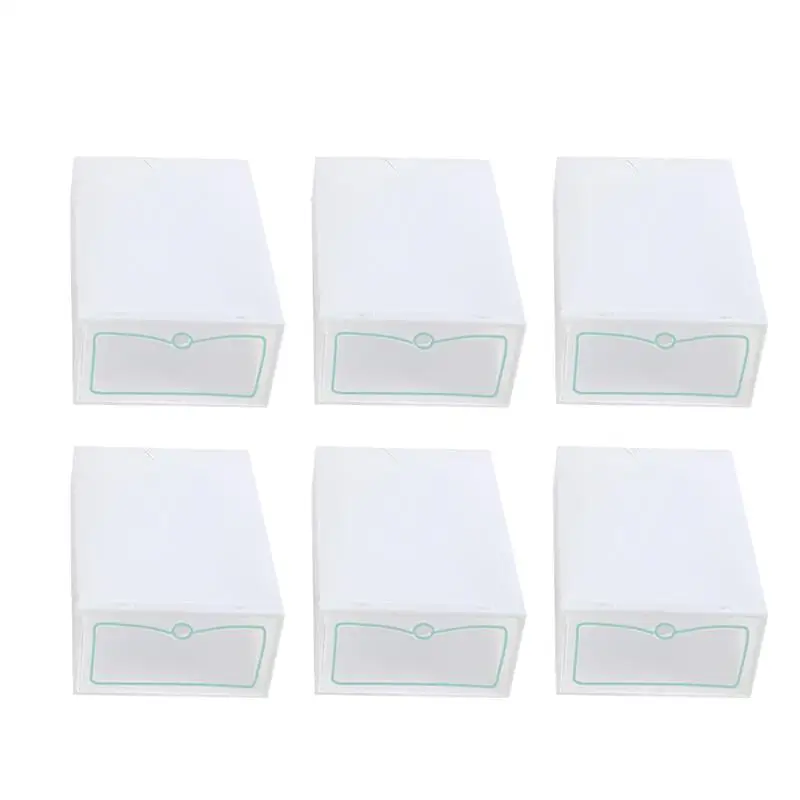 6PCS Thicken Shoes Box Transparent Stackable Storage Shoe Container Holder Rack Duct Cover | Дом и сад