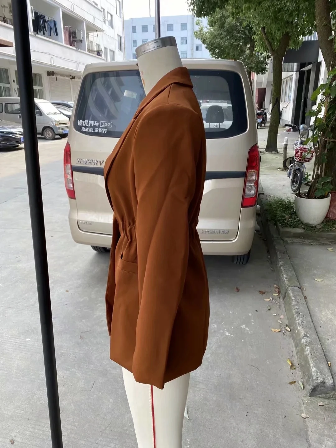 

PPYQYKX Za 2021 Women's Fashion Brown Slim Fit Blazer Retro Long Sleeve Elastic Waist Ladies Office Business Casual Jacket