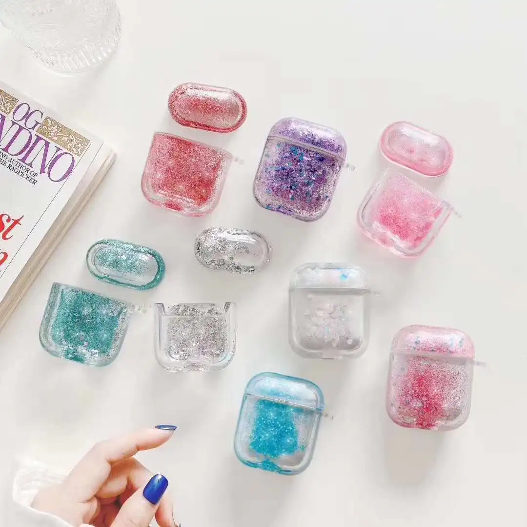 

Liquid Quicksand Earphone Case For Apple Airpods 2 1 Air Pods Snowflake Sequins Headphone Headset Cover AirPod Protector Shell