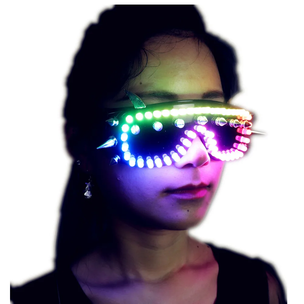 Full Color Led Luminous Glasses Can Change 7 Colors Flashing Halloween Party Mask Light Up Eyewear For DJ Club Stage Show | Дом и сад