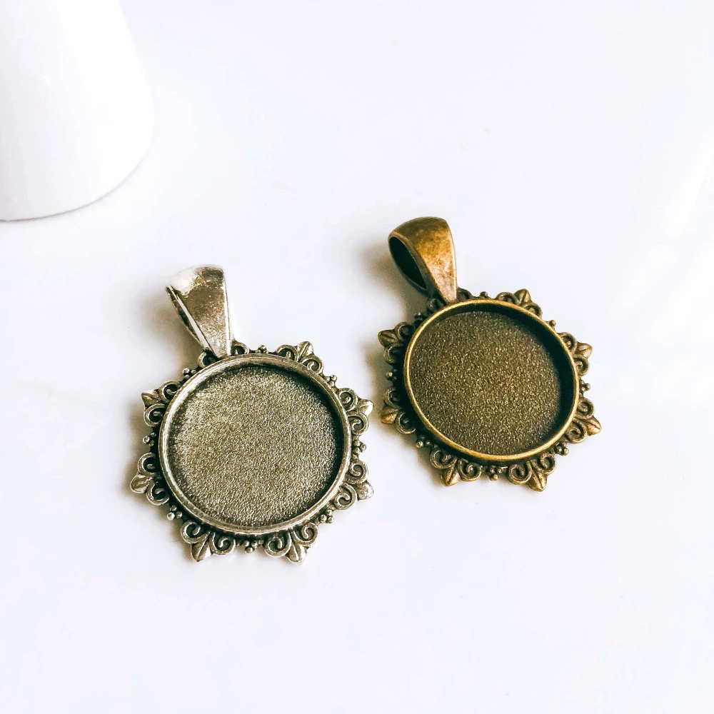 5 шт./лот 16 мм ожерелье с подвеской античная бронза серебряный цвет стеклянный