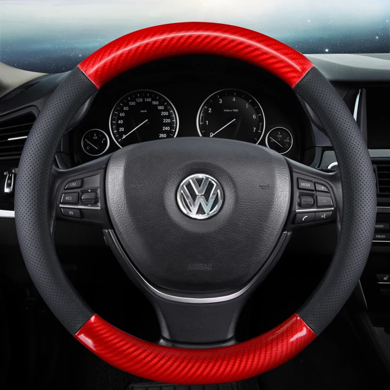 Car Steering Wheel Cover Anti Slip PU Leather Carbon Fiber for Kia Sportage Sorento Sedona ProCeed Optima K900 Soul Forte5 - Название цвета: circular