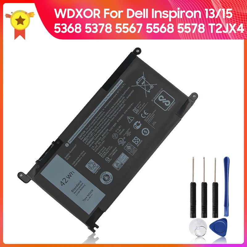 Оригинальный аккумулятор для ноутбука WDXOR Dell Inspiron 15 5568/13 7368 T2JX4 Series P61F001 13 5368 5378 5567
