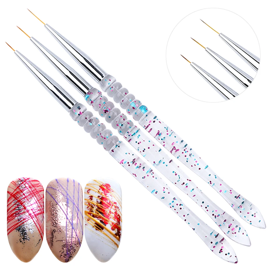 3 шт Нейл арт Лайнер Кисть Акриловая кисти для УФ геля комплект в полоску с