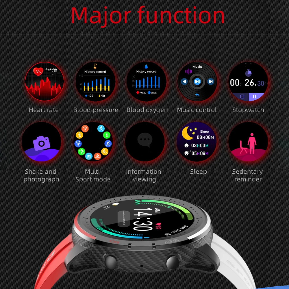 Умные часы с Bluetooth мужские умные тонометром женские спортивный трекер WhatsApp для